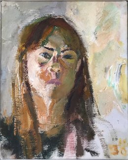 "Självporträtt", oljemålning, 39 x 45 cm